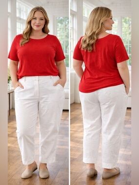 Talbots White Embroidered Capris